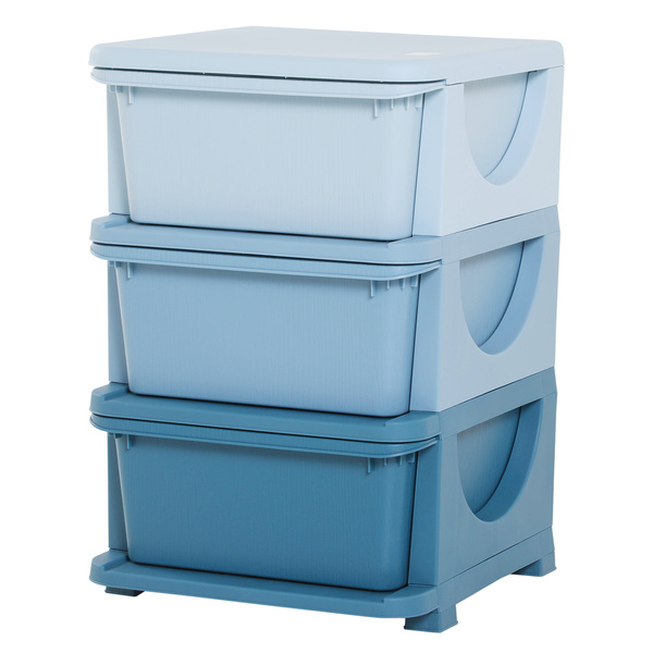 HOMCOM 3 Drawers Plastic Storage Units, 3 Tier Kids Storage Units, Children Toy Chest for Nursery, Playroom, Bedroom, Blue
