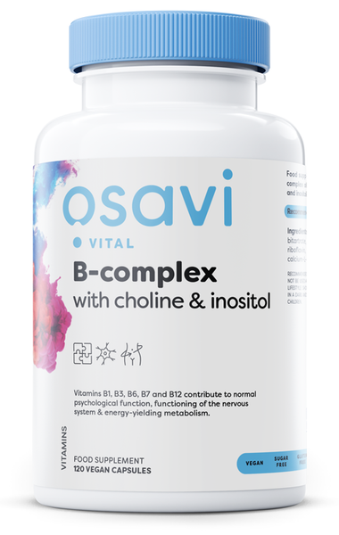 Osavi B-Complex with Choline and Inositol For Nervous System and Energy 120 Vegan Capsules