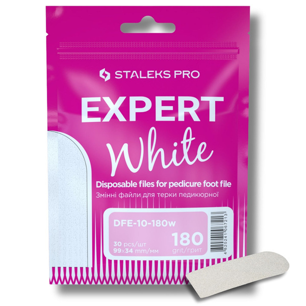 Staleks Pro Expert 10 Disposable White Pedicure File Refills 180 Grit DFE-10-180w 30pcs