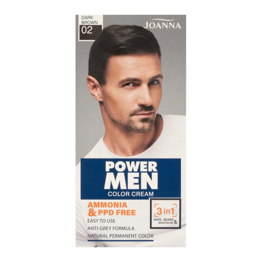 Joanna Power Men 3in1 Hair and Beard Dye Dark Brown 02 1 pc