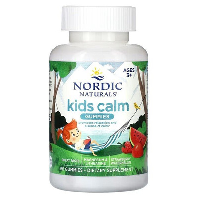 Nordic Naturals Kids Calm Gummies Strawberry Watermelon For Relaxation for Kids 60 Gummies