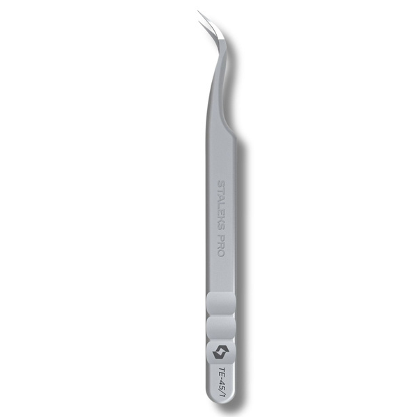 Stalek Pro Expert 45 Type 1 Curved Eyelash Tweezers With Fiber Tips 1pc