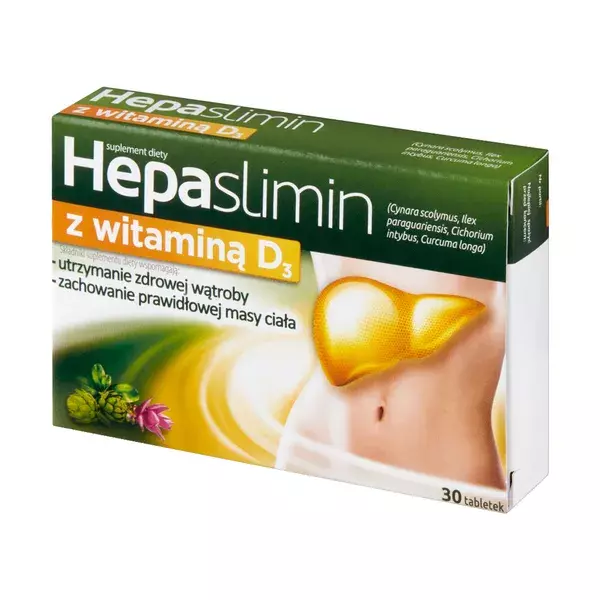 Hepaslimin with Vitamin D3 for Healthy Liver Maintenance and Body Weight 30 Tablets