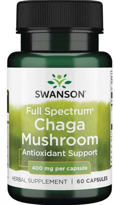 Swanson Chaga Mushroom 400mg for Memory & Immune Support 60 Capsules