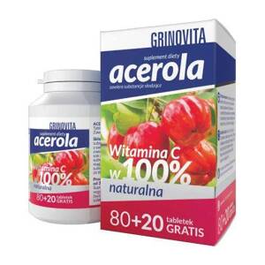 Acerola Grinovita Vitamin C 100% Natural 100 Tablets