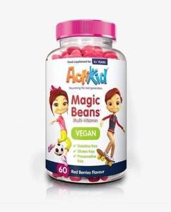 ActiKid Vegan Magic Beans Multi Vitamin with Red Berries Flavour for Children 4+ 60 Beans