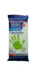 Aura Wet Antibacterial Hands Body Wipes 20