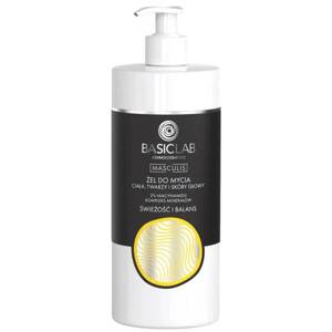 BasicLab Masculis Gel for Washing Body, Face and Scalp 2% Niacinamide Mineral Complex Freshness and Shine for Men 500ml