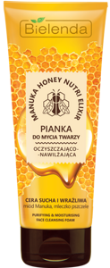 Bielenda Manuka Honey Nutri Elixir Cleansing Moisturizing Face Wash Foam for Dry and Sensitive Skin 175ml