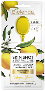 Bielenda Skin Shot 2-Step Face Care Serum and Mask Lemon Yuzu 3ml 