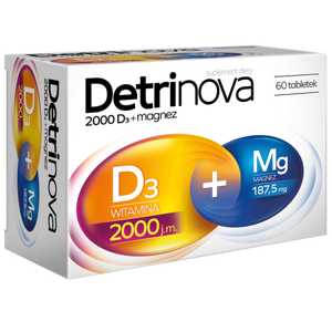 Detrinova 2000 D3 + Magnesium for Immune System Support 60 Tablets