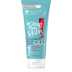 Eveline Clean Your Skin Cleansing Facial Wash Gel Scrub Mask for Oily and Combination Skin 200ml