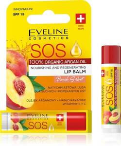 Eveline SOS Nourishing Regenerating Balm for Dry and Cracked Lips Peach SPF15 1 Piece