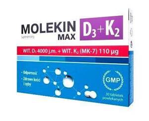 Molekin D3 + K2 MAX for Immunity Healthy Bones and Teeth 30 Tablets