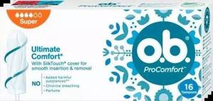 O.B. ProComfort Super with Dynamic Fit Tampons 16 Pieces