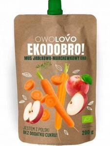 OwoLovo Eco Organic Apple-Carrot Mousse without Sugar Addition 200g