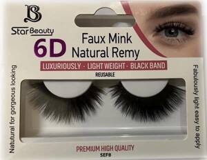 Star Beauty Professional Natural Remy Hair Eyelashes 6D Full Volume and Soft Reusable SEF08 1 Pair