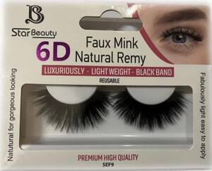 Star Beauty Professional Natural Remy Hair Eyelashes 6D Full Volume and Soft Reusable SEF09 1 Pair