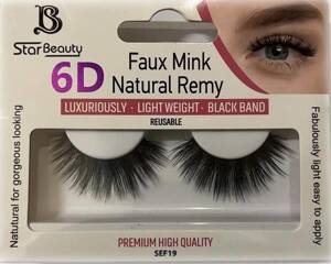 Star Beauty Professional Natural Remy Hair Eyelashes 6D Full Volume and Soft Reusable SEF19 1 Pair