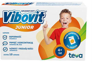 Vibovit Junior Orange Flavor Supporting Development 4-12 Years Old 14 Sachets