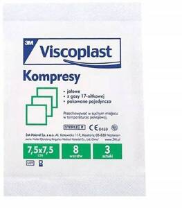 Viscoplast Gauze Compresses Sterile 7.5x7.5 cm 3 Pieces