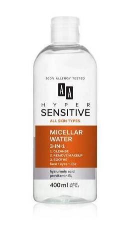 AA Hypersensitive Skin Micellar Water 3in1 with Hyaluronic Acid for All Skin Types 400ml