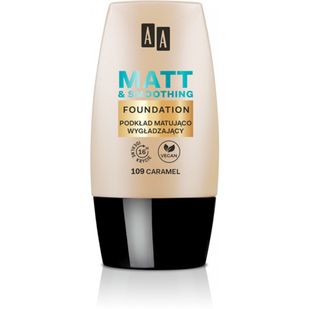 AA Make Up Matt Mattifying and Smoothing Foundation for All Skin Type no 109 Caramel 30ml