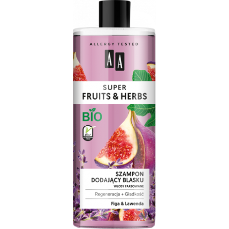 AA Super Fruits & Herbs Regenerating Shampoo Increasing Shine for Dyed Hair with Fig and Lavender 500ml