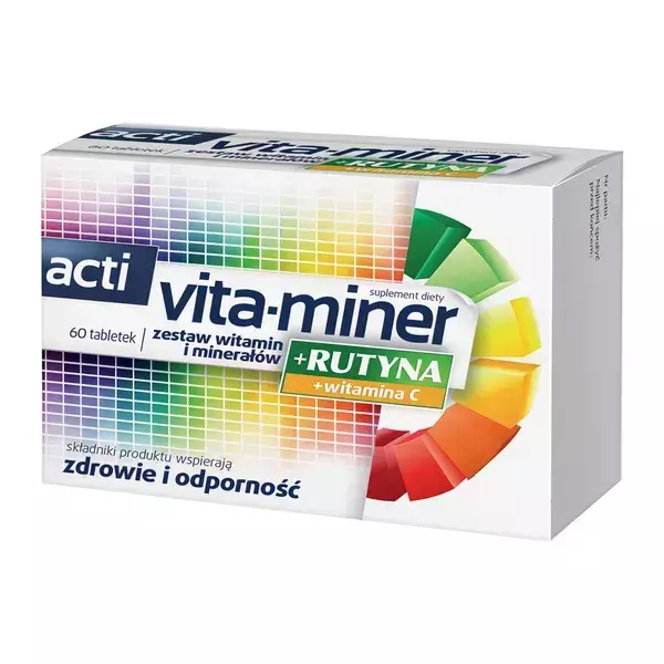 Acti Vita-Miner + Rutin Vitamins and Minerals Composition Bodys Immunity Support  with Vitamin C 60 Tablets
