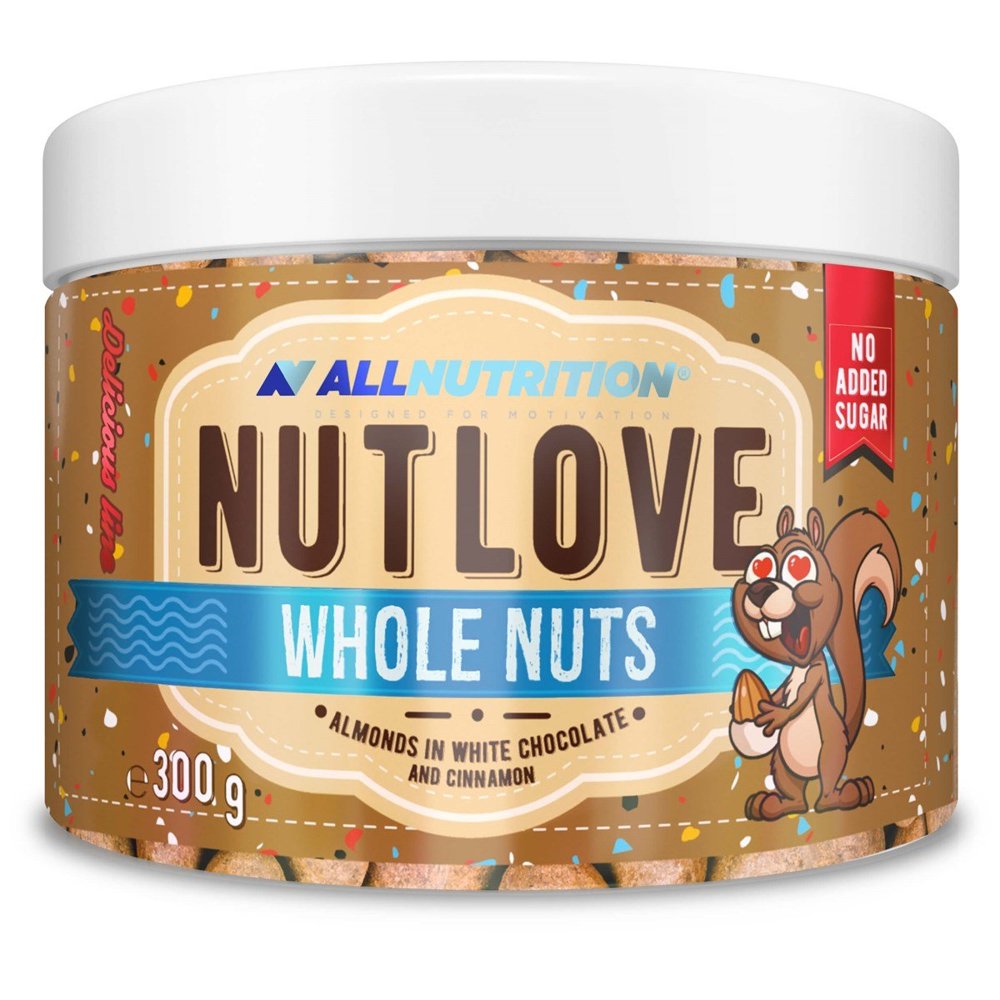 Allnutrition NutLove Whole Nuts Almonds in White Chocolate Cream with Cinnamon 300g