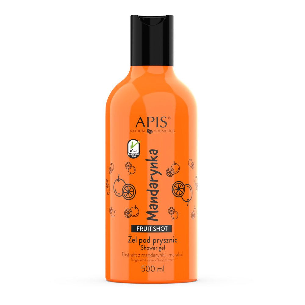 Apis Fruit Shot Shower Gel with Freeze-Dried Mandarin Extract for All Skin Types 500ml