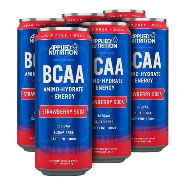 BCAA Amino-Hydrate + Energy Cans, Strawberry Soda - 12 x 330 ml.