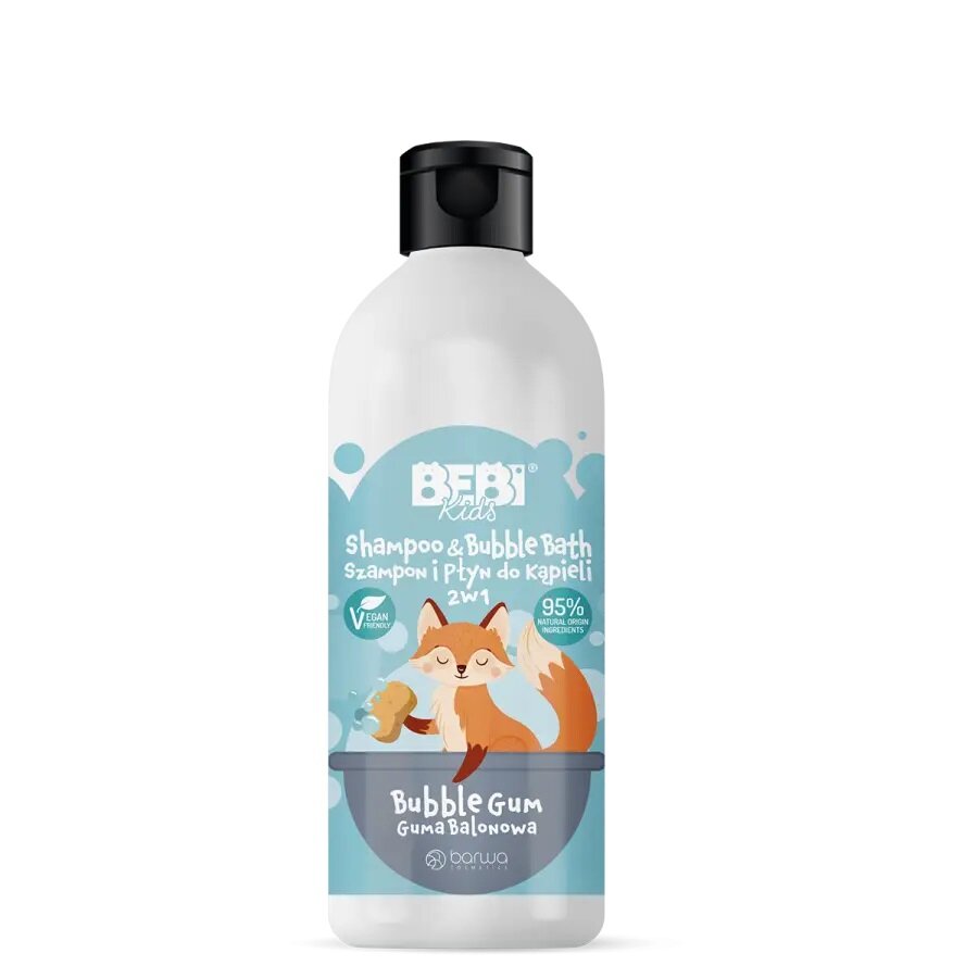 Barwa Bebi Kids Shampoo and Bath Liquid 2in1 Bubble Gum for Children from 1 Year of Age 500ml