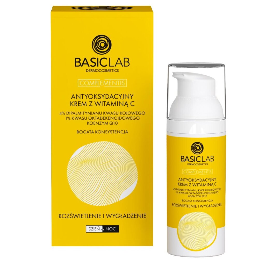 BasicLab Complementis Antioxidant Cream with Rich Consistency with Vitamin C Brightening and Smoothing for Dry and Very Dry Skin Day and Night 50ml