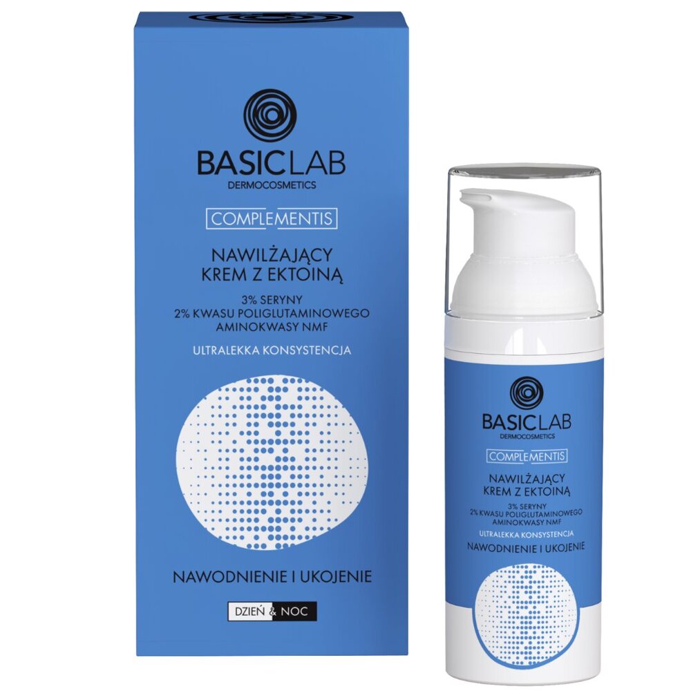 BasicLab Complementis Moisturizing Cream with Ectoine with Ultra-Light Consistency Hydration and Soothing for Day and Night 50ml