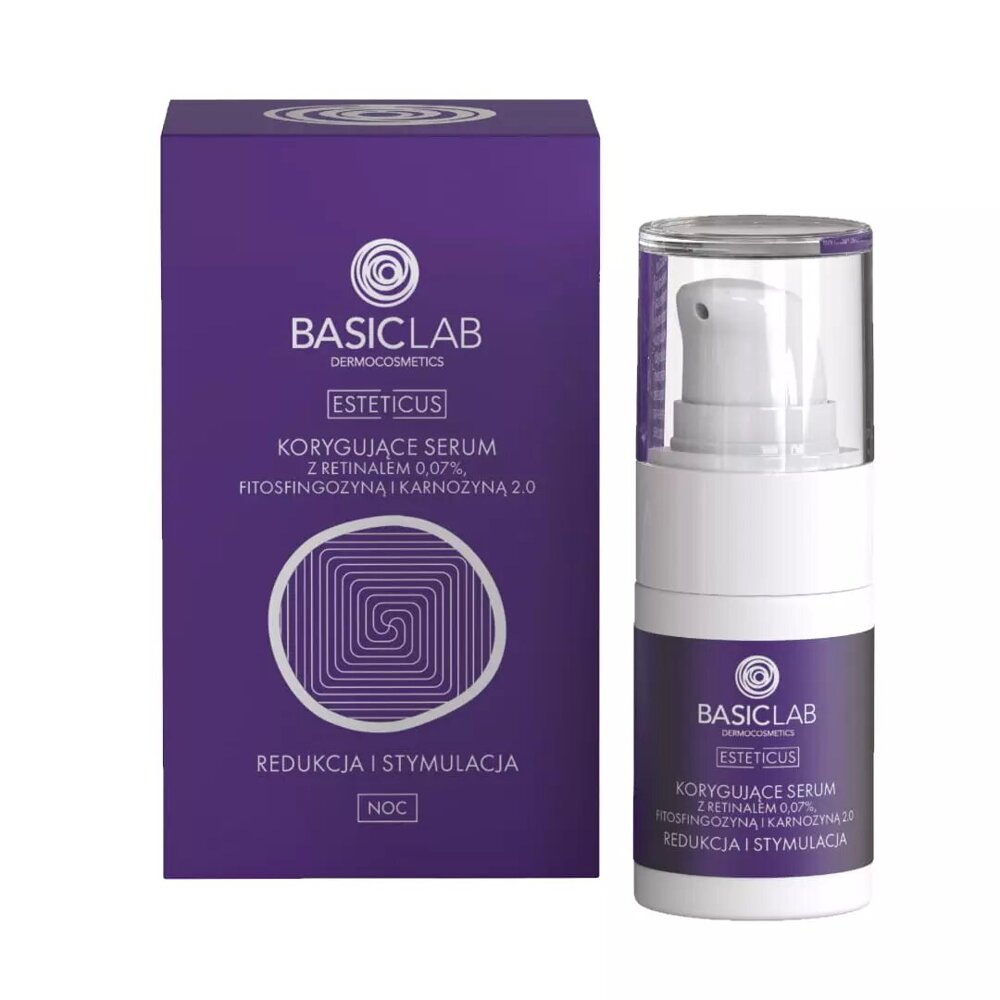 BasicLab Correcting Serum with Retinal 0.07% Phytosphingosine and Carnosine 2.0 Reduction and Stimulation for Problematic Skin 15ml