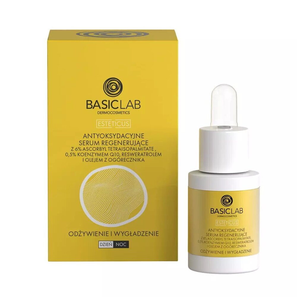 BasicLab Dermocosmetics Antioxidant Regenerating Serum Nourishing and Smoothing for Dry and Very Dry Skin Day and Night 15ml