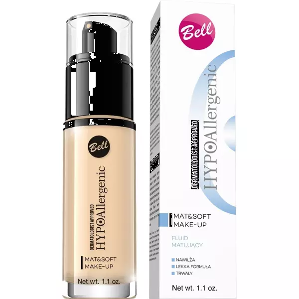 Bell HypoAllergenic Mat&Soft Make-up Mattifying Fluid for Sensitive Skin 02 Natural 30g