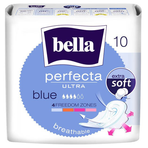 Bella Ultra-thin Sanitary Pads Perfecta Ultra Blue 10 Pieces