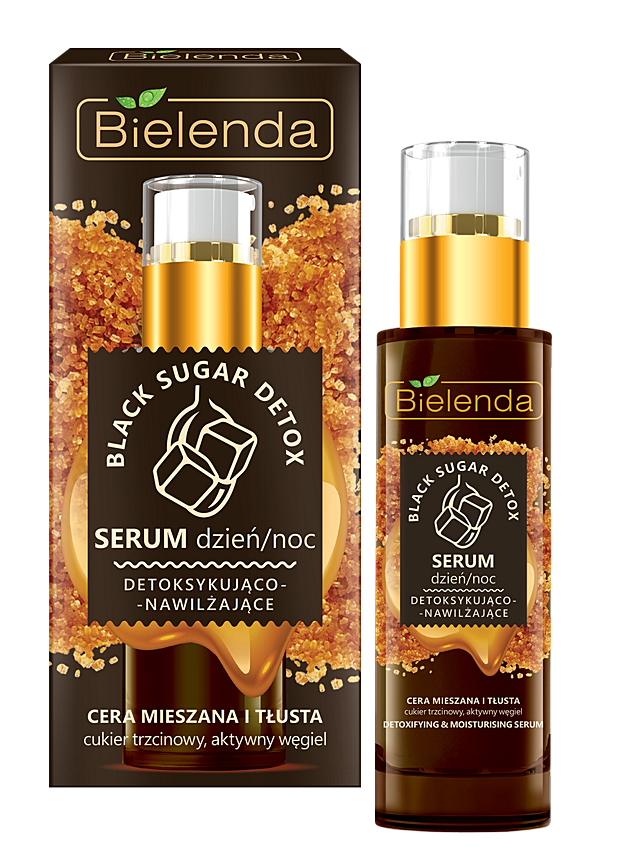 Bielenda Black Sugar Detox Detoxifying and Moisturizing Day Night Serum for Oily and Combination Skin 30g