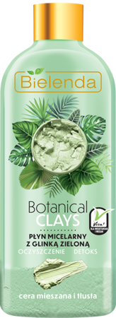 Bielenda Botanical Clays Vegan Micellar Water with Green Clay for Oily and Combination Skin 500ml