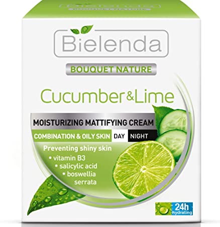 Bielenda Bouquet Nature Cucumber Lime Moisturizing Mattifying Day and Night Face Cream for Combination and Oily Skin 50ml