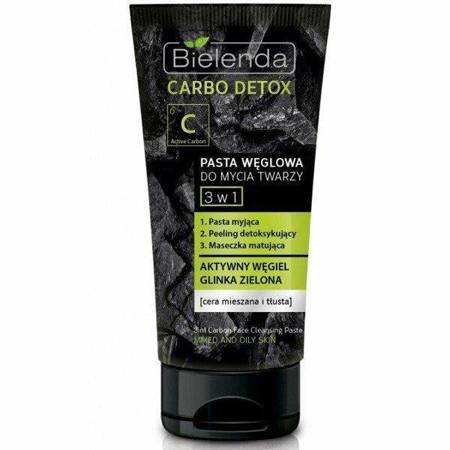 Bielenda Carbo Detox 3in1 Carbon Face Cleansing Paste for Combination and Oily Skin 150g