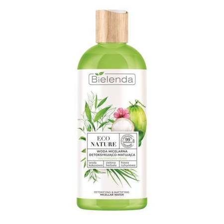 Bielenda Eco Nature Detoxifying and Mattifying Micellar Water with Coconut Water Green Tea Lemon Grass for Oily Skin 500ml