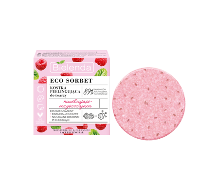 Bielenda Eco Sorbet Moisturizing and Cleansing Raspberry Peeling Cube for Sensitive Skin 60g