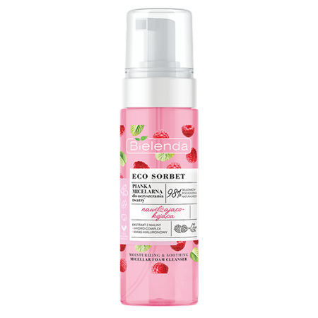 Bielenda Eco Sorbet Raspberry Moisturizing and Soothing Micellar Cleansing Foam for Sensitive Skin 150ml