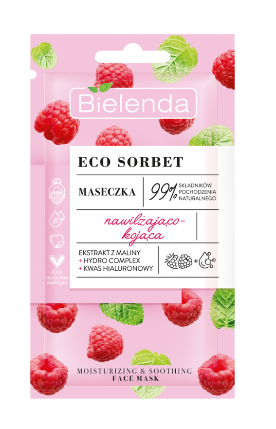 Bielenda Eco Sorbet Raspberry Natural Moisturizing and Soothing Face Mask for Sensitive Skin 8g