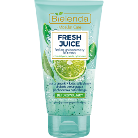 Bielenda Fresh Juice Detoxifying Coarse Grinded Face Scrub with Lime for Combination and Oily Skin 150g