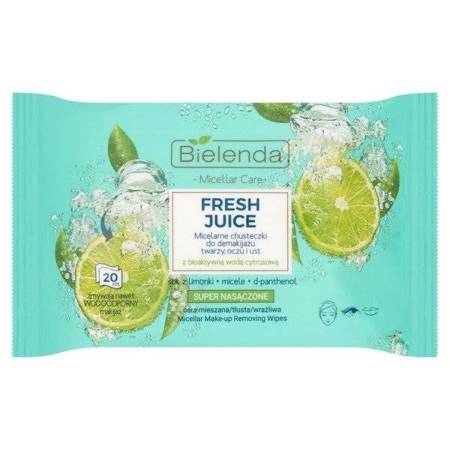 Bielenda Fresh Juice Micellar Removing Make Up Wipes with Lime for Combination Skin 20 Pcs