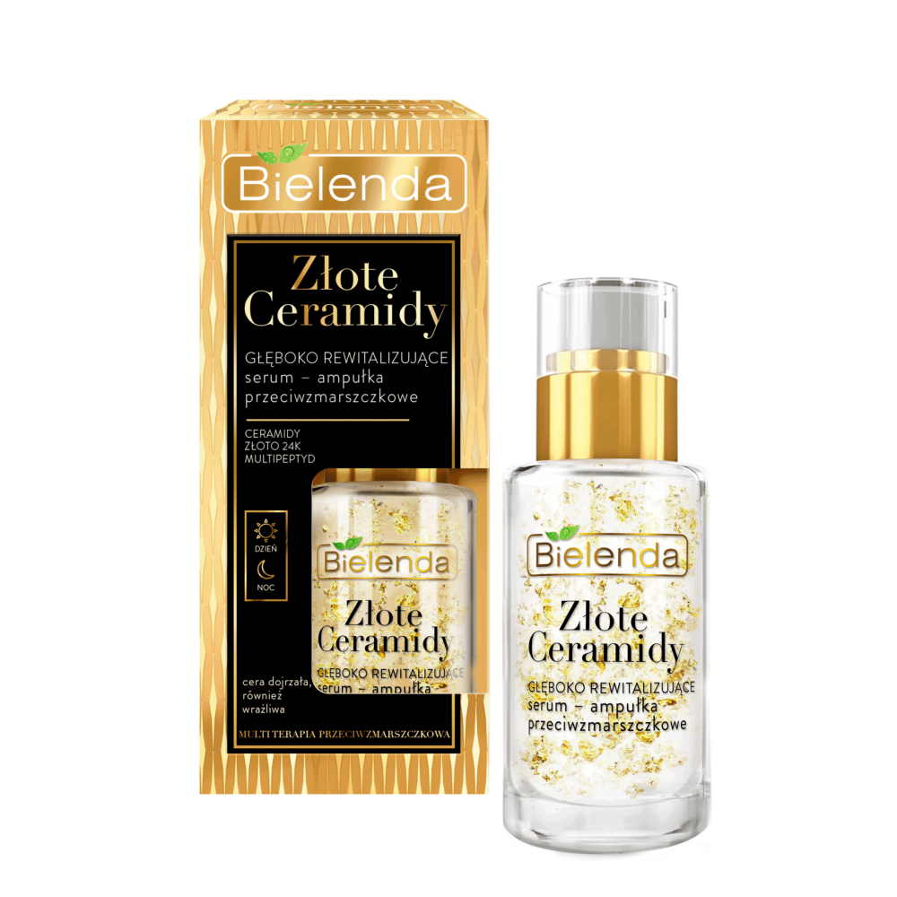 Bielenda Golden Ceramides Deeply Revitalizing Anti Wrinkle Serum Ampoule for Day and Night 15ml